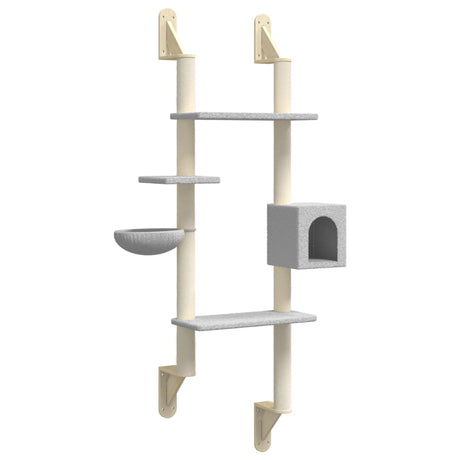 Vidaxl meuble pour chat mural avec griffoir 180 cm gris clair