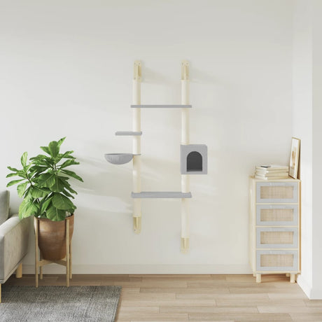 Vidaxl meuble pour chat mural avec griffoir 180 cm gris clair