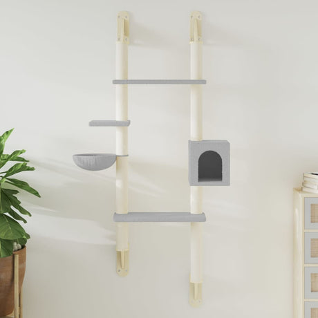 Vidaxl meuble pour chat mural avec griffoir 180 cm gris clair