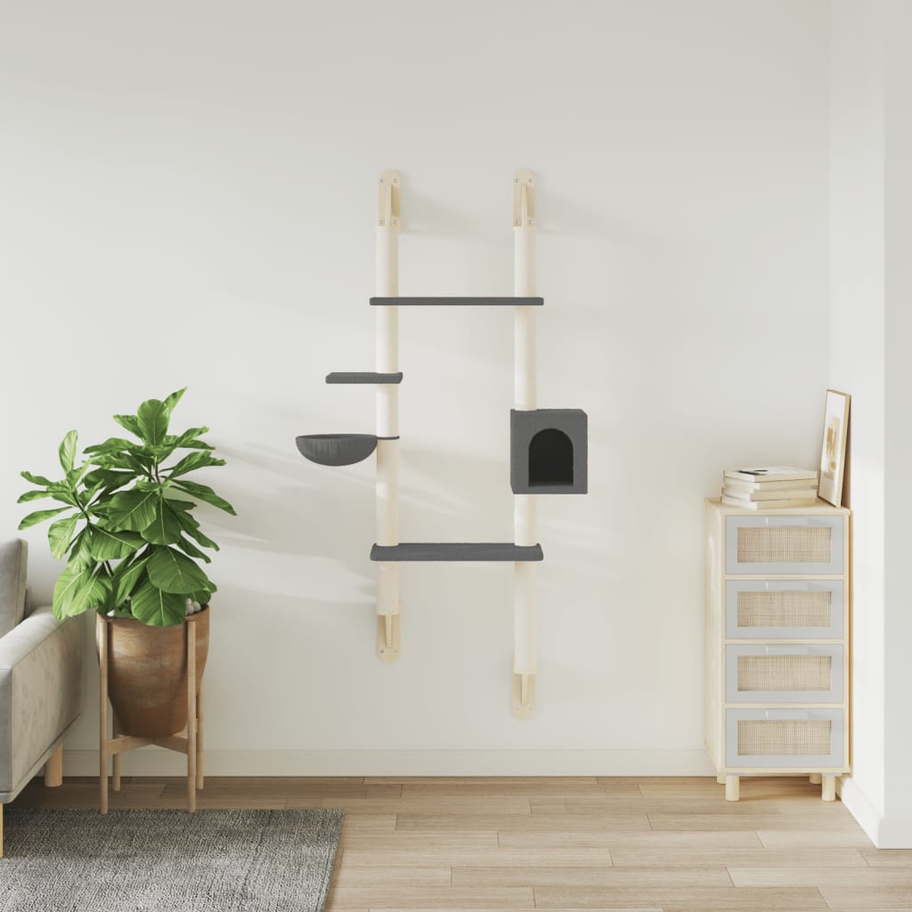 Vidaxl Cat Furniture Wall namontovaná se poškrábáním pólem 180 cm tmavě šedá