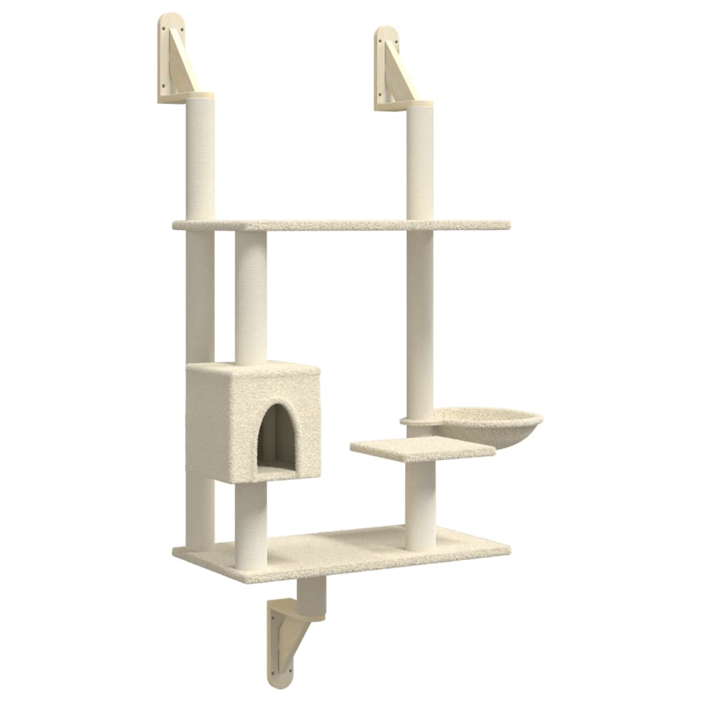 Vidaxl Cat Furniture Wall monteret med ridser efter 153 cm creme -farvet