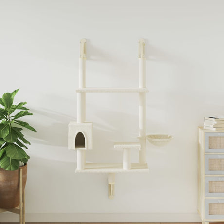 Vidaxl meuble mural pour chat avec griffoir 153 cm couleur crème