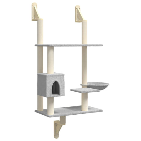 Vidaxl meuble pour chat mural avec griffoir 153 cm gris clair