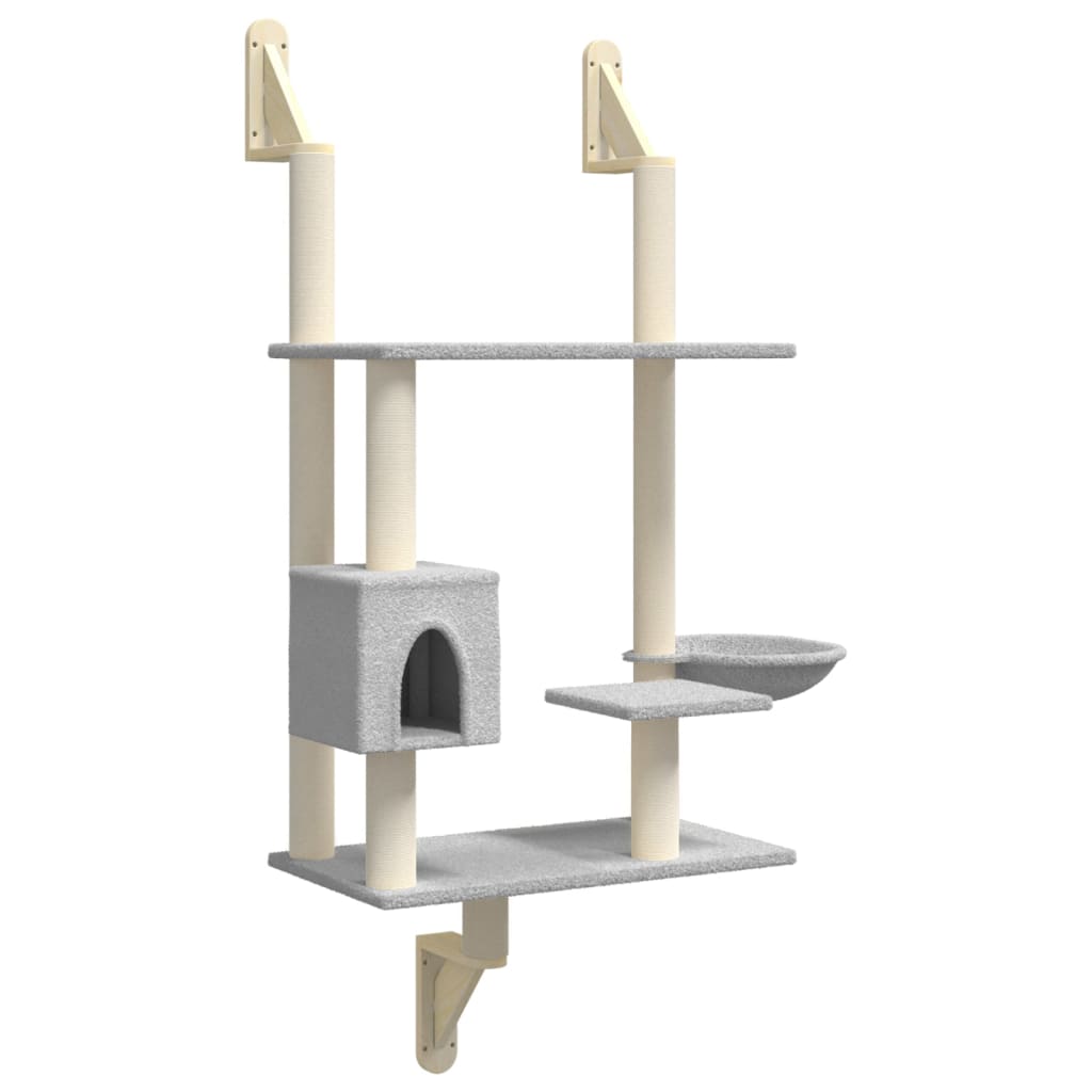 Vidaxl meuble pour chat mural avec griffoir 153 cm gris clair