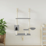 Vidaxl meuble pour chat mural avec griffoir 153 cm gris clair