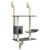 Vidaxl meuble pour chat mural avec griffoir 153 cm gris foncé