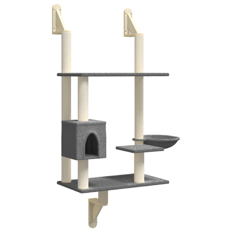Vidaxl meuble pour chat mural avec griffoir 153 cm gris foncé
