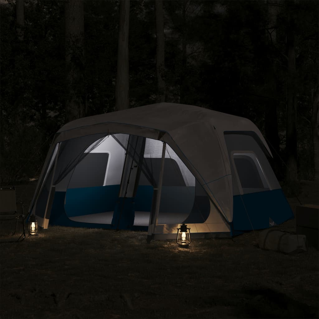 Tente VidaXL avec LED 10 personnes à dégagement rapide bleu clair