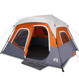 VidaXL tent with LED 6-person quick release light gray and orange