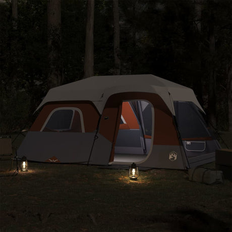 Tente VidaXL 9 personnes étanche avec LED gris clair et orange