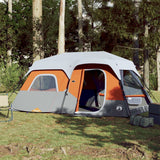 Vidaxl Tent 9-person waterproof with LED light gray and orange