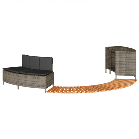 VidaXL contour de spa polyrotin bois d'acacia massif gris