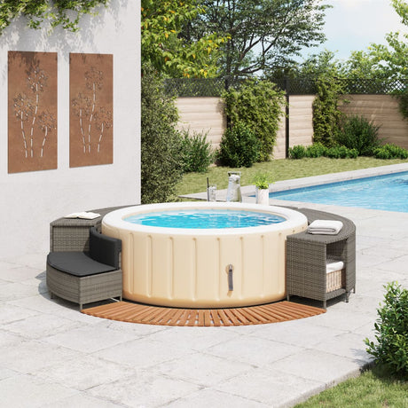 VidaXL contour de spa polyrotin bois d'acacia massif gris