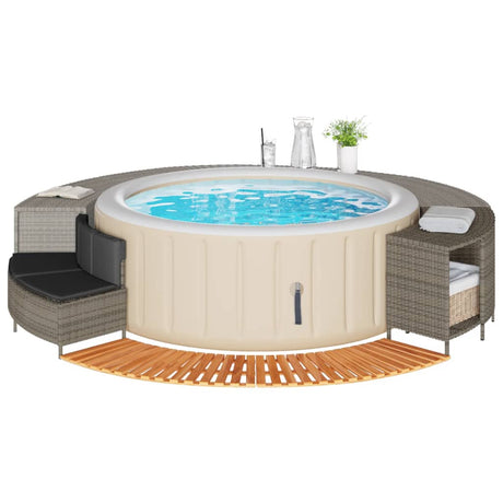 VidaXL contour de spa polyrotin bois d'acacia massif gris