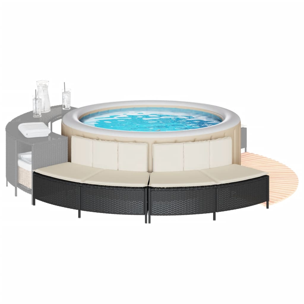 VidaXL bancs de spa avec coussins 2 pcs poly rotin noir