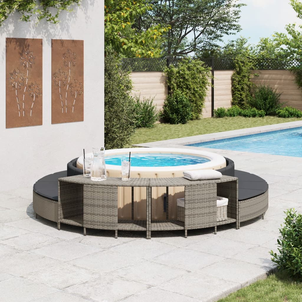 Vidaxx étagères de rangement pour spa 2 pcs poly rotin gris