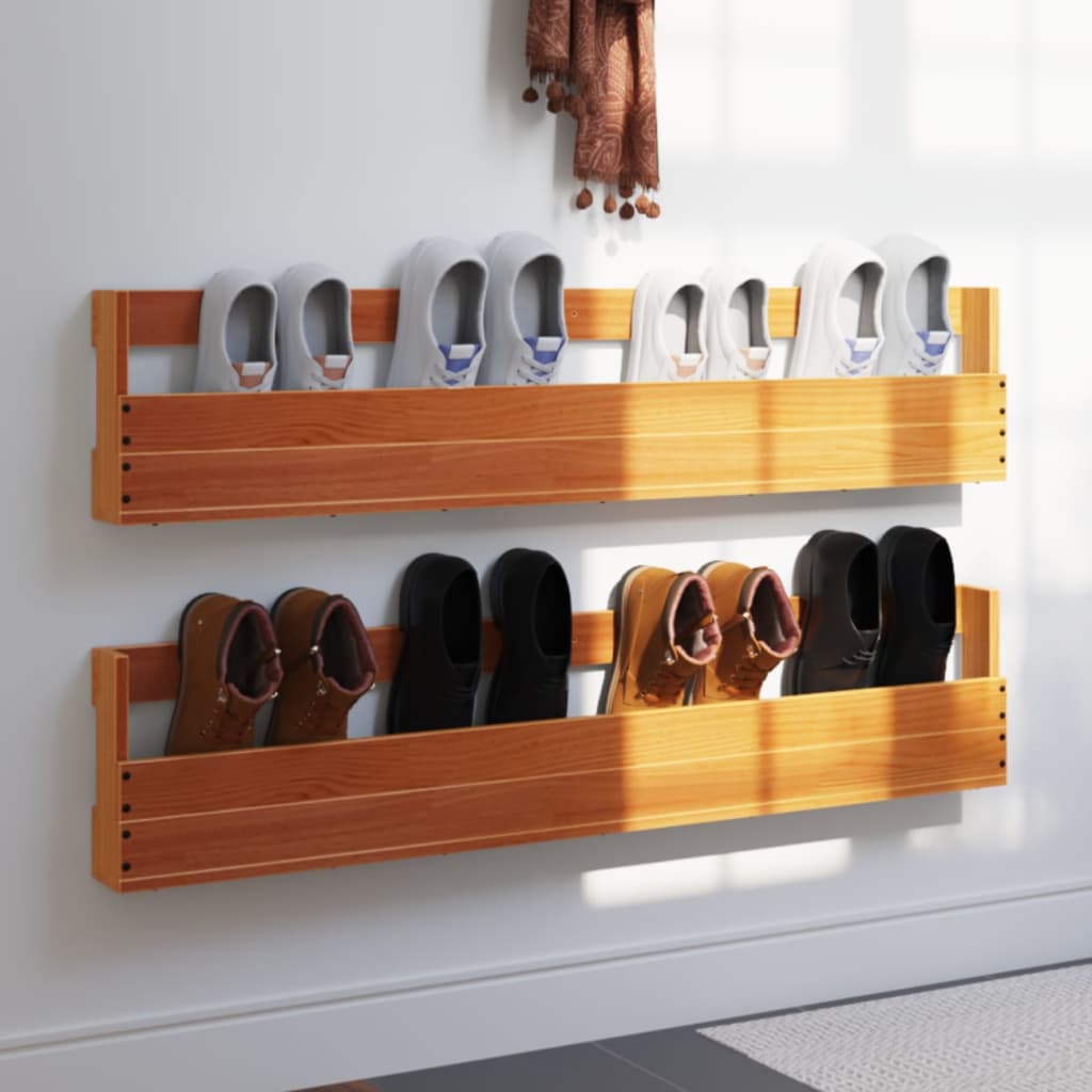 Vidaxx étagères à chaussures 2 pcs 110x8,5x23,5 cm bois de pin massif lavage marron