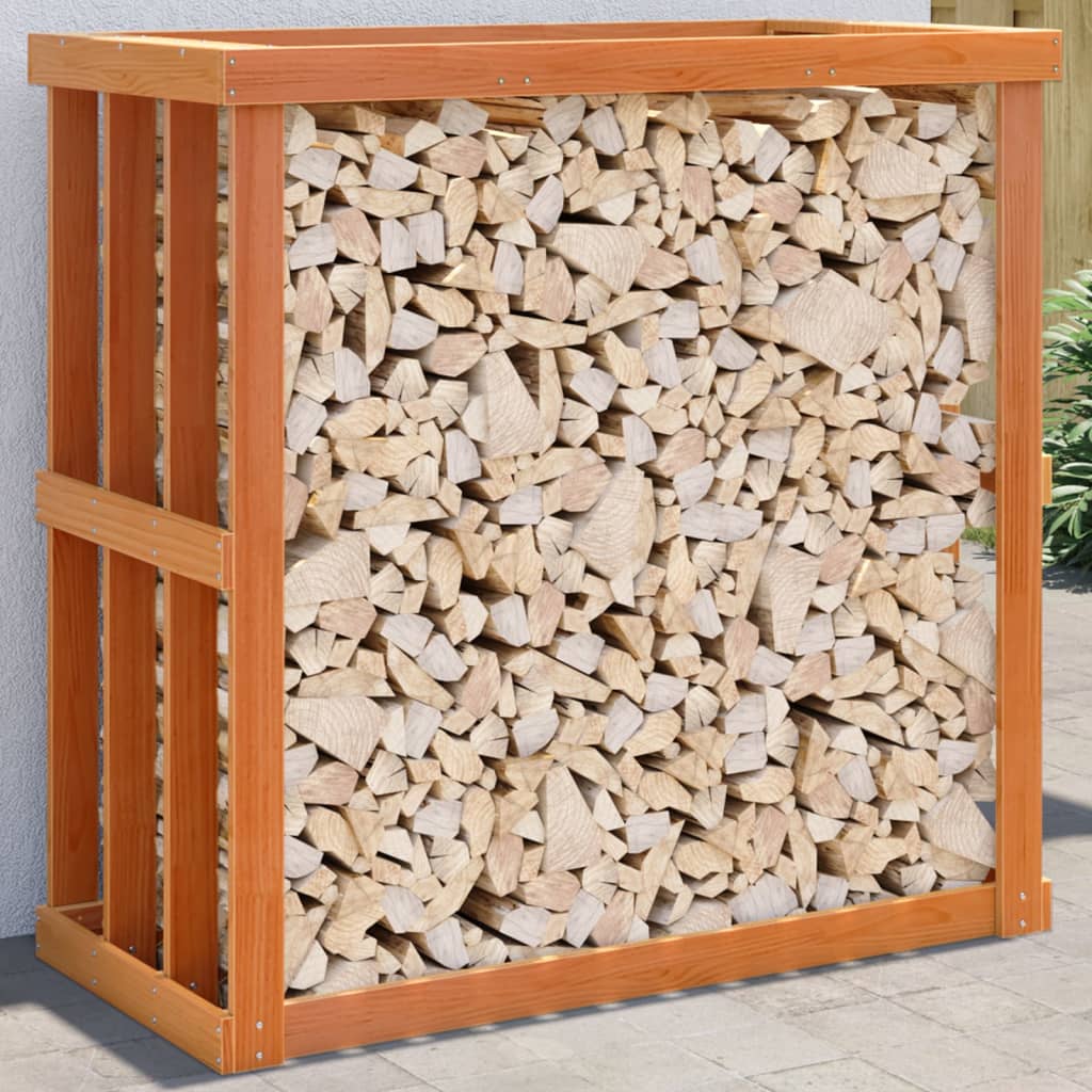 Vidaxxl porte-bûches 108x52x106 cm bois de pin massif, marron lavé