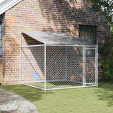 Vidaxl Hond Loftt mat Daach an Dier 2x2x2 m galvaniséiert Stol Grey