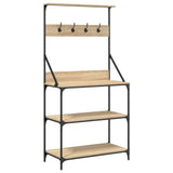 Vidaxl étagère de boulanger avec crochets bois traité 4 couches couleur chêne sonoma