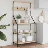 Vidaxl étagère de boulanger avec crochets bois traité 4 couches couleur chêne sonoma