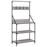 Vidaxl étagère de boulanger avec crochets bois traité 4 couches chêne sonoma gris