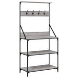 Vidaxl Bakers Rack mit Haken 4-Schicht bearbeitetes Holzgrau Sonoma Eiche