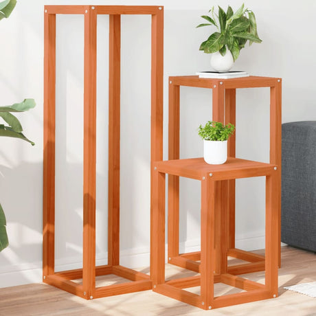 VidaXL supports pour plantes 3 pcs en bois de pin massif, marron lavé