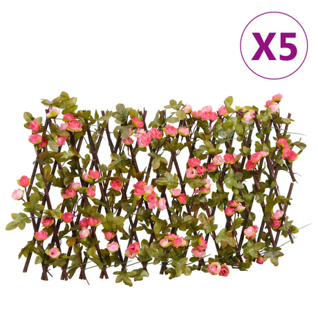 Vidaxx plante artificielle lierre treillis 5 pcs extensible 180x20 cm rose foncé