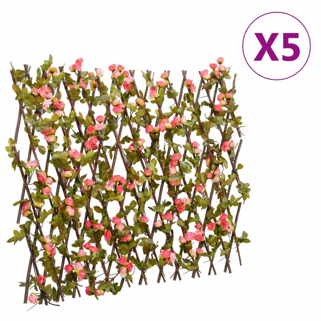 Vidaxl Kunstig plante Ivy Latwerk 5 St utvider 180x60 cm mørk rosa