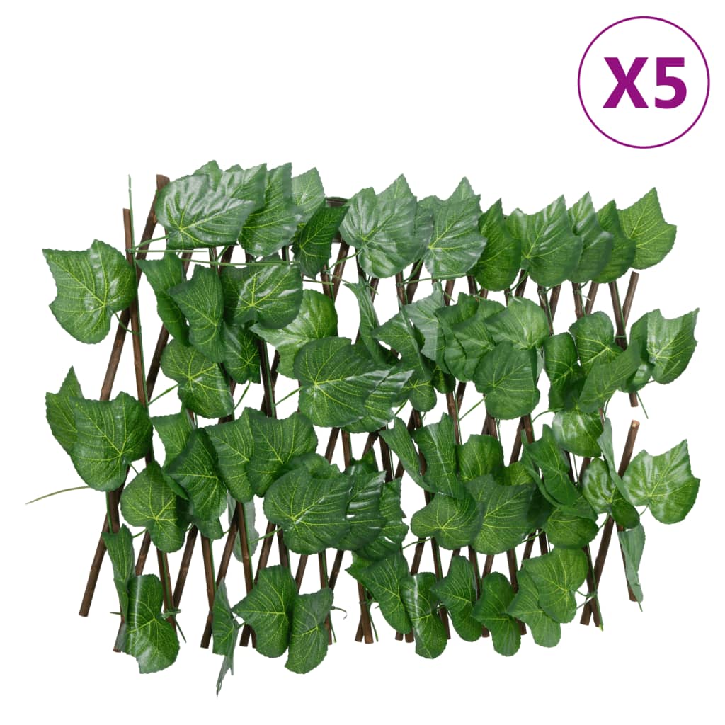 Vidaxx plante artificielle treillis de feuilles de vigne 5 pcs extensible 180x20 cm vert