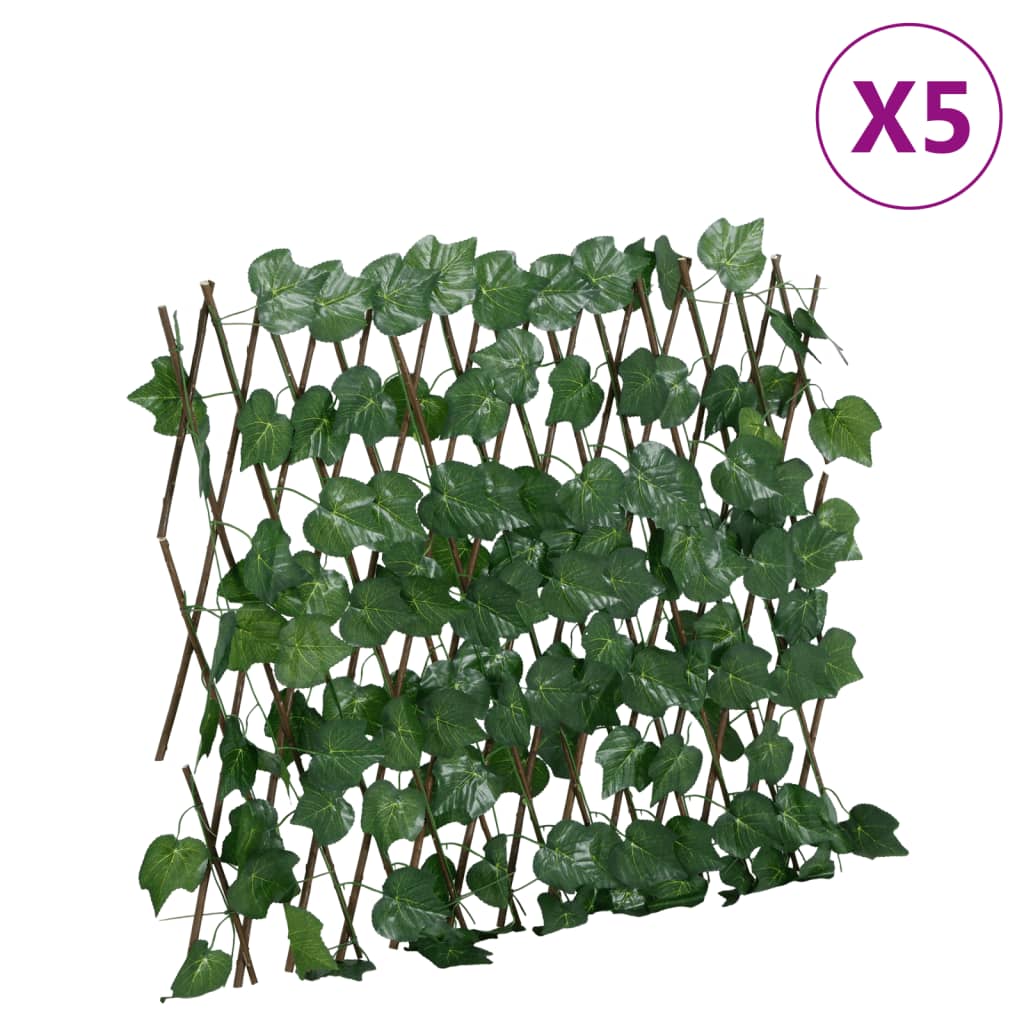 Vidaxl feuille de raisin de plante artificielle sur la latte extensible 190x60 cm vert