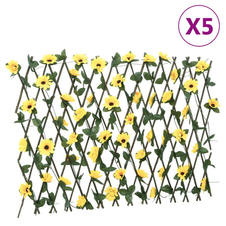 Vidaxx plante de lierre artificielle sur treillis 5 pcs extensible 180x60 cm jaune