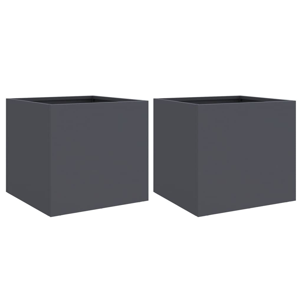 Vidaxl Planters 2 St 32x30x29 cm stål antracit -farvet