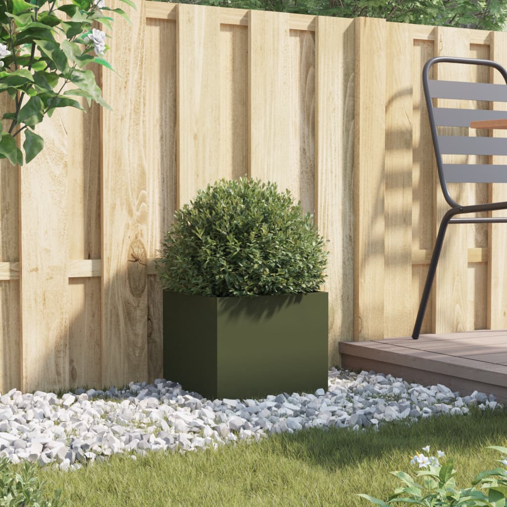 Vidaxx jardinière 32x30x29 cm acier vert olive