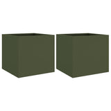 Vidaxx jardinières 2 pcs 32x30x29 cm acier vert olive