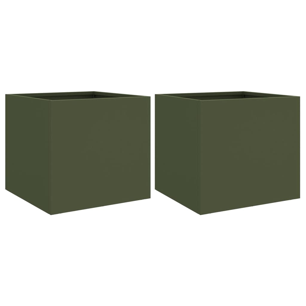 Vidaxl Planters 2 st 32x30x29 cm steel olive green