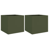 Vidaxl Planters 2 ST 32x30x29 cm Green d'olive en acier