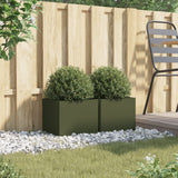 Vidaxl Planters 2 ST 32x30x29 cm Green d'olive en acier