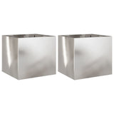 Vidaxx jardinières 2 pcs 32x30x29 cm acier inoxydable couleur argent