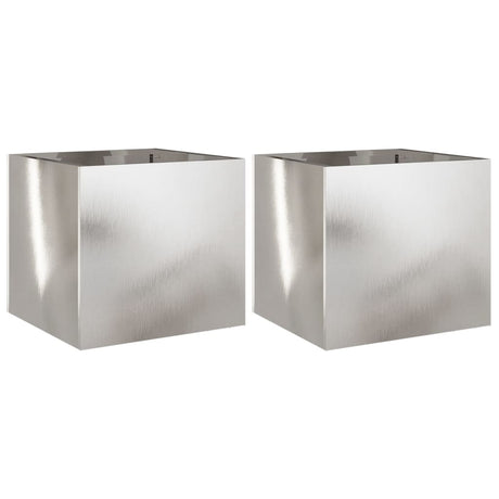 Vidaxx jardinières 2 pcs 32x30x29 cm acier inoxydable couleur argent