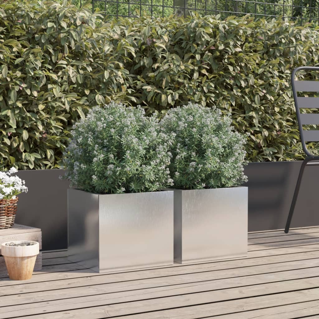 Vidaxl Planters 2 St 32x30x29 cm Srebrny stal nierdzewna