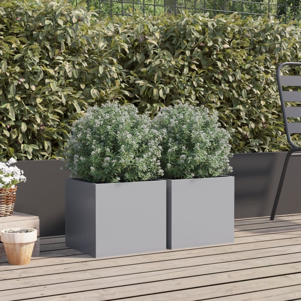 Vidaxl Planters 2 ST 32x30x29 cm Galvaniserad stålsilverfärg