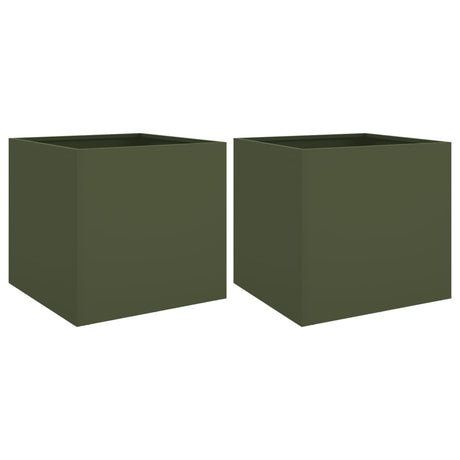 Vidaxx jardinières 2 pcs 42x40x39 cm acier vert olive