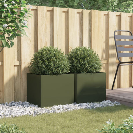 Vidaxx jardinières 2 pcs 42x40x39 cm acier vert olive