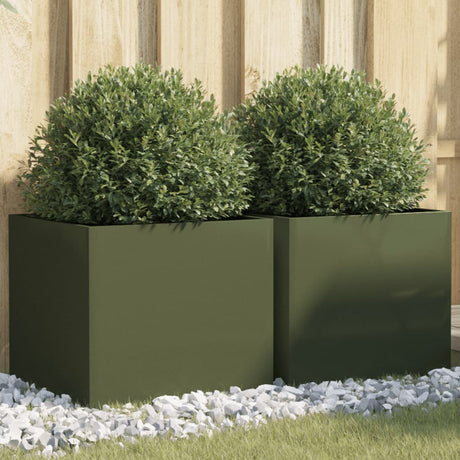 Vidaxx jardinières 2 pcs 42x40x39 cm acier vert olive