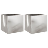 Vidaxx jardinières 2 pcs 42x40x39 cm acier inoxydable couleur argent