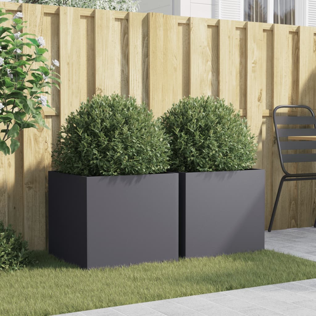 Vidaxx jardinières 2 pcs 49x47x46 cm acier anthracite