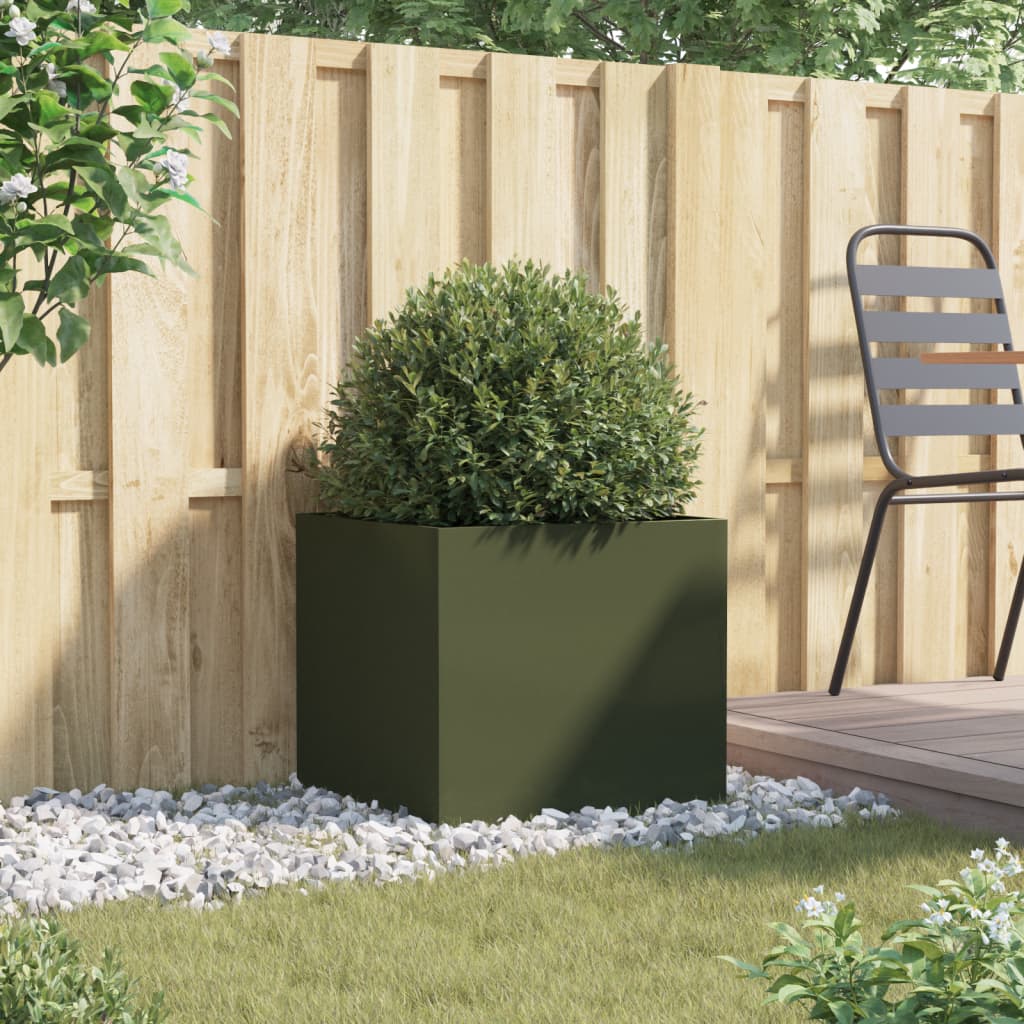 Vidaxx jardinière 49x47x46 cm acier vert olive