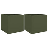 Vidaxl Planters 2 stk 49x47x46 cm stål olivengrøn